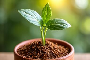 天然肥料と成長する植物