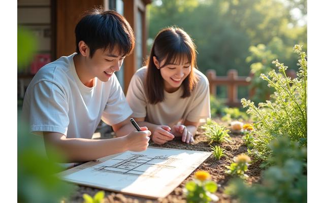家庭向けDIY庭園デザインの様子