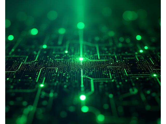 緑色のコードがデジタルグリッドを形成している。サイバーセキュリティとデータ保護のコンセプト。